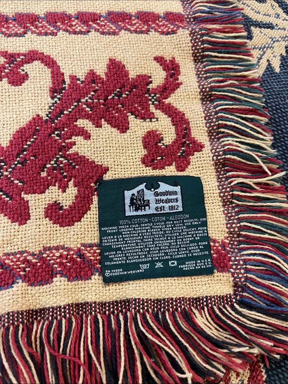 Vintage Goodwin Weavers Royal Arms Throw/Blanket